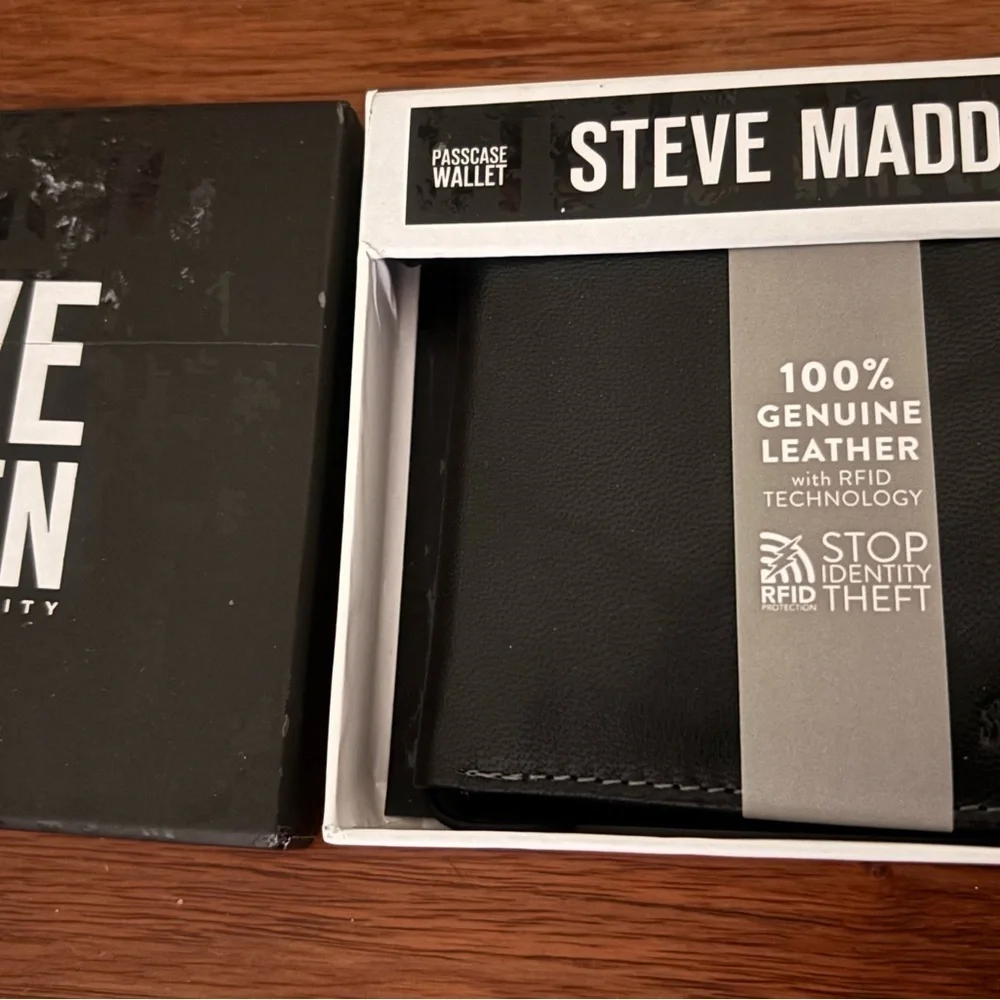 NWT Steve Madden Black Leather Wallet